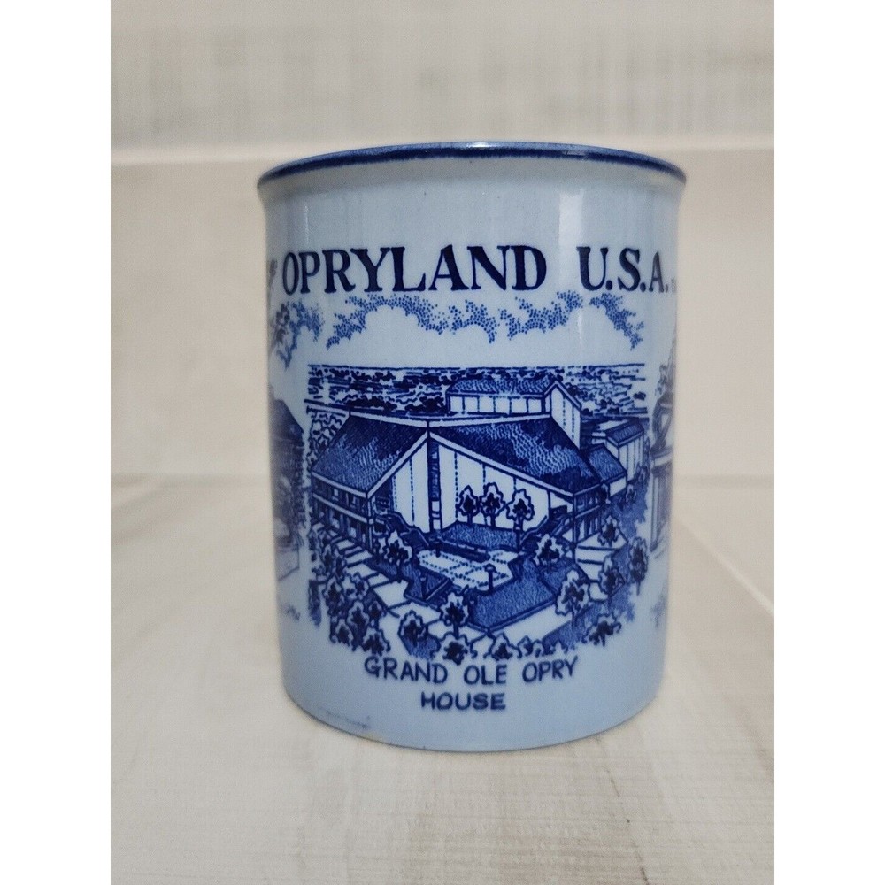 Vintage Opryland USA Blue Coffee Mug Cup Grand Ole Opry Roy Acuff Museum Japan